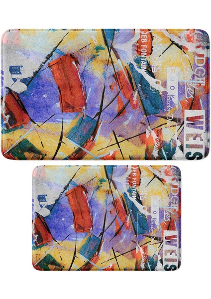 2'li Takım Banyo Paspası, Kaymaz Taban, Makinede Yıkanabilir, Banyo Halısı