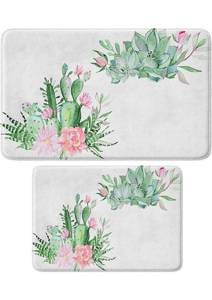 2'li Takım Banyo Paspası, Kaymaz Taban, Makinede Yıkanabilir, Banyo Halısı