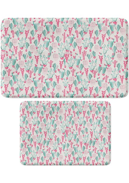 2'li Takım Banyo Paspası, Kaymaz Taban, Makinede Yıkanabilir, Banyo Halısı