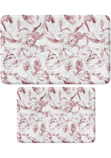 2'li Takım Banyo Paspası, Kaymaz Taban, Makinede Yıkanabilir, Banyo Halısı