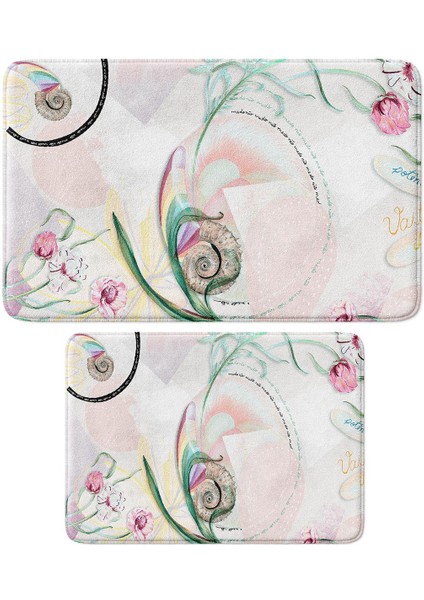 2'li Takım Banyo Paspası, Kaymaz Taban, Makinede Yıkanabilir, Banyo Halısı