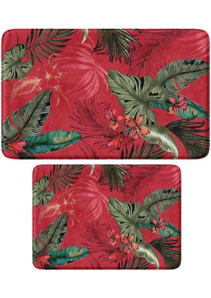 2'li Takım Banyo Paspası, Kaymaz Taban, Makinede Yıkanabilir, Banyo Halısı