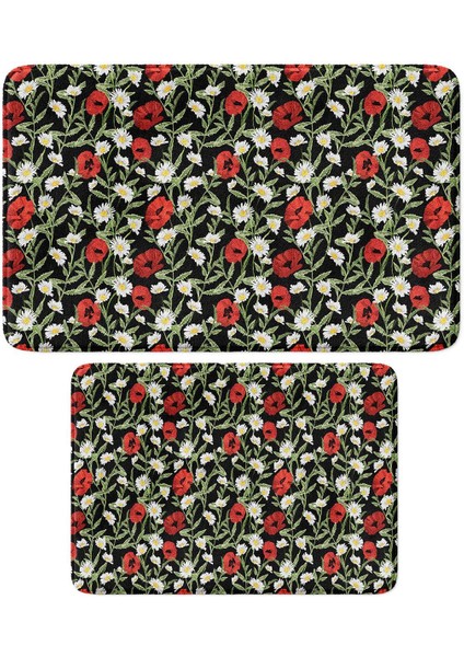 2'li Takım Banyo Paspası, Kaymaz Taban, Makinede Yıkanabilir, Banyo Halısı