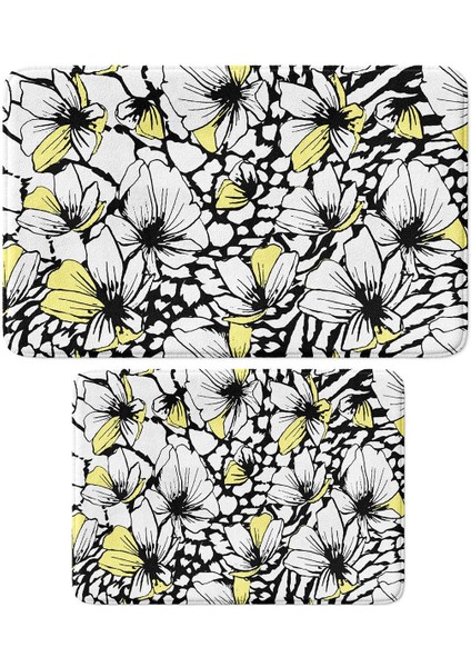 2'li Takım Banyo Paspası, Kaymaz Taban, Makinede Yıkanabilir, Banyo Halısı