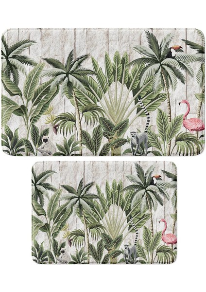 2'li Takım Banyo Paspası, Kaymaz Taban, Makinede Yıkanabilir, Banyo Halısı