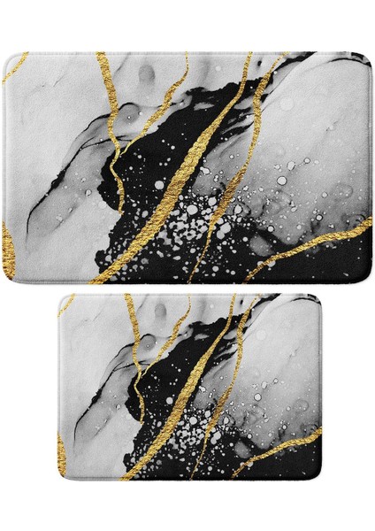 2'li Takım Banyo Paspası, Kaymaz Taban, Makinede Yıkanabilir, Banyo Halısı