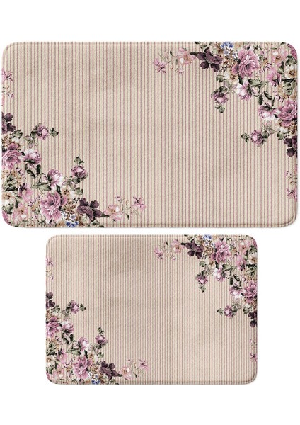 2'li Takım Banyo Paspası, Kaymaz Taban, Makinede Yıkanabilir, Banyo Halısı