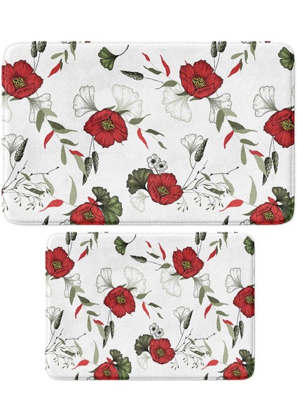 2'li Takım Banyo Paspası, Kaymaz Taban, Makinede Yıkanabilir, Banyo Halısı