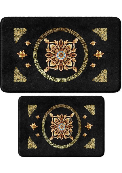 2'li Takım Banyo Paspası, Kaymaz Taban, Makinede Yıkanabilir, Banyo Halısı