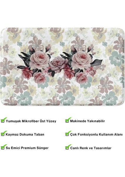 2'li Takım Banyo Paspası, Kaymaz Taban, Makinede Yıkanabilir, Banyo Halısı