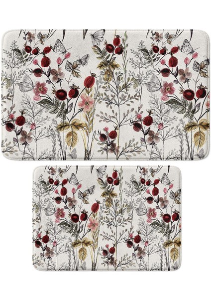 2'li Takım Banyo Paspası, Kaymaz Taban, Makinede Yıkanabilir, Banyo Halısı