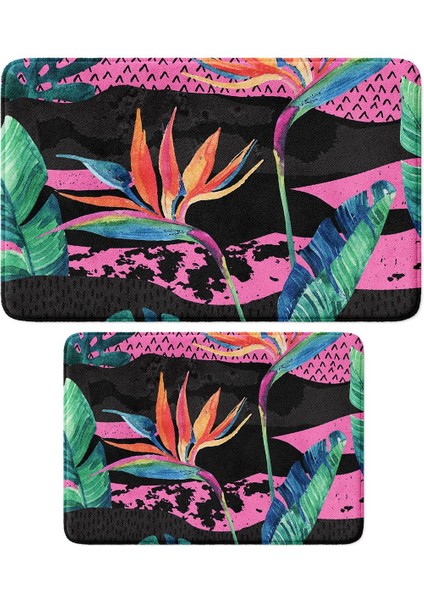 2'li Takım Banyo Paspası, Kaymaz Taban, Makinede Yıkanabilir, Banyo Halısı