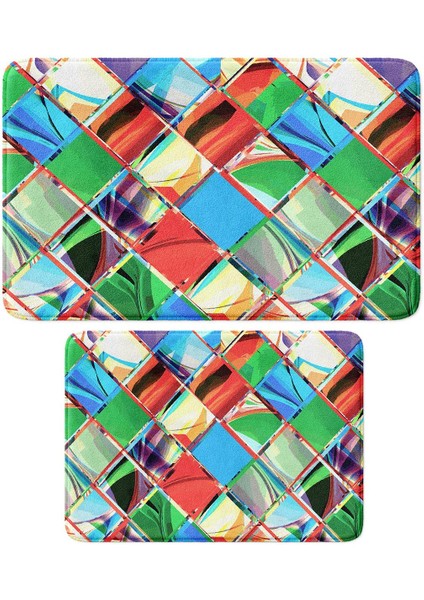 2'li Takım Banyo Paspası, Kaymaz Taban, Makinede Yıkanabilir, Banyo Halısı