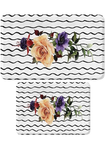 2'li Takım Banyo Paspası, Kaymaz Taban, Makinede Yıkanabilir, Banyo Halısı