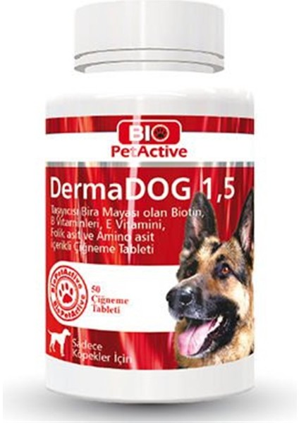 Pet Active Dermadog Büyük Irk Köpekler Için Sarımsaklı Maya Tableti 100 Adet 150 gr