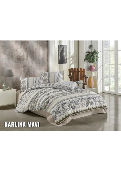 Tek Kişilik Terry Cotton Nevresim Takımı-Karlina Mavi