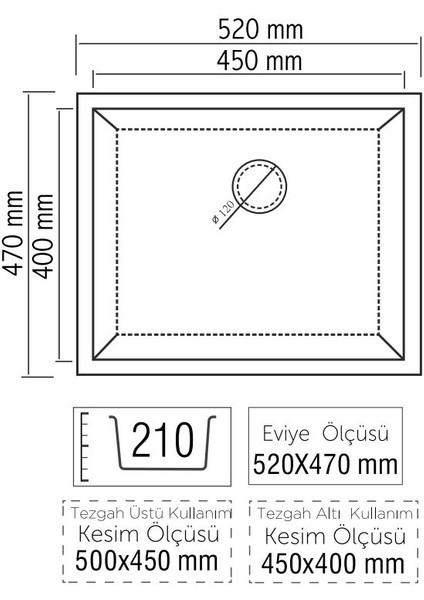 Rıo 45 Gri Tek Göz Granit Eviye