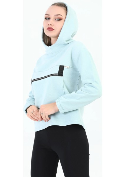 Kapüşonlu Kadın Mint Sweatshirt