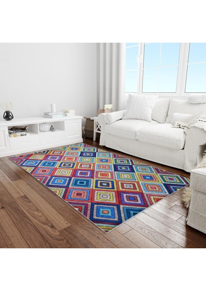 Dijital Baskı Yıkanabilir Kaymaz Taban Oturma Odası ve Salon Halısı RV260 120 x 180