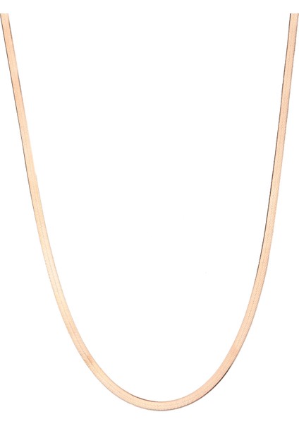 Italyan Ezme Yassı Gümüş Zincir Kolye