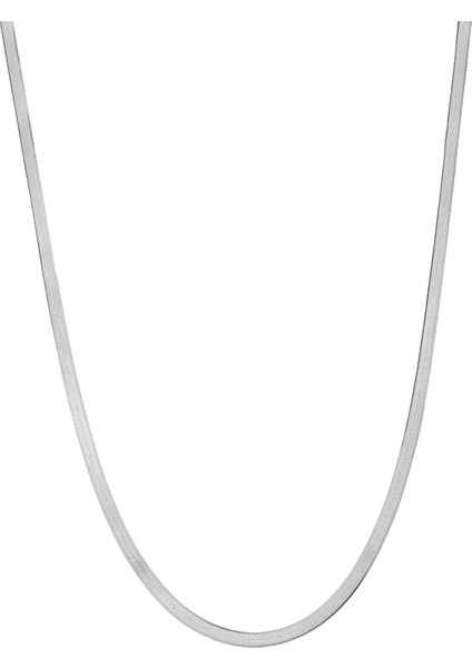 Italyan Ezme Yassı Gümüş Zincir Kolye modelleri