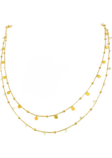 Sarkık Pullu Taşlı 2’li Gümüş Choker Kolye modelleri