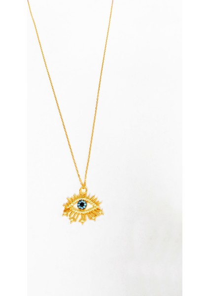 Aqua Marin Taşlı Kirpikli Göz Gümüş Kolye fiyatları