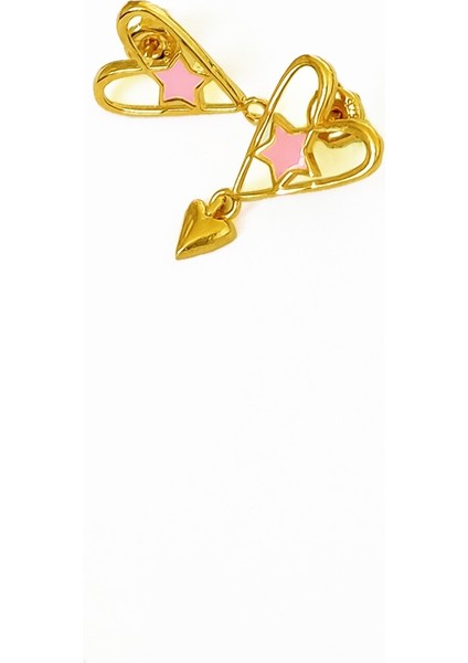 Mineli Yıldızlı Sallanan Kalpli Gümüş Küpe fiyatları