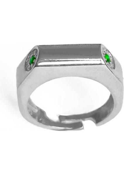 Yeşil Taşlı Yılan Kafası Gümüş Yüzük modelleri