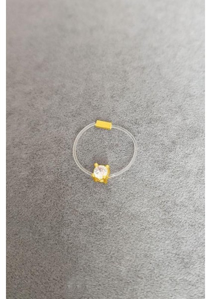 Kare Tek Taşlı Misinalı Gümüş Hayalet Yüzük