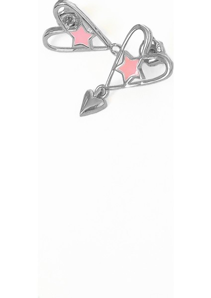 Mineli Yıldızlı Sallanan Kalpli Gümüş Küpe modelleri