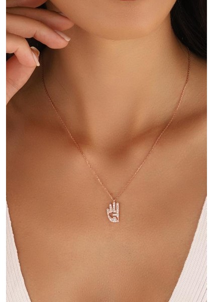 Rabia Işareti Gümüş Kolye