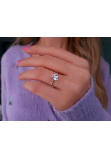 Pırlanta ve Oval Beyaz Topaz Taşlı Yüzük 0402R0013 fırsatları