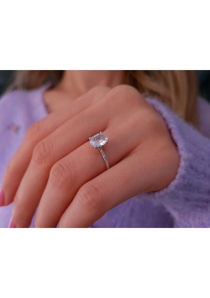 Pırlanta ve Oval Beyaz Topaz Taşlı Yüzük 0402R0013 indirimleri