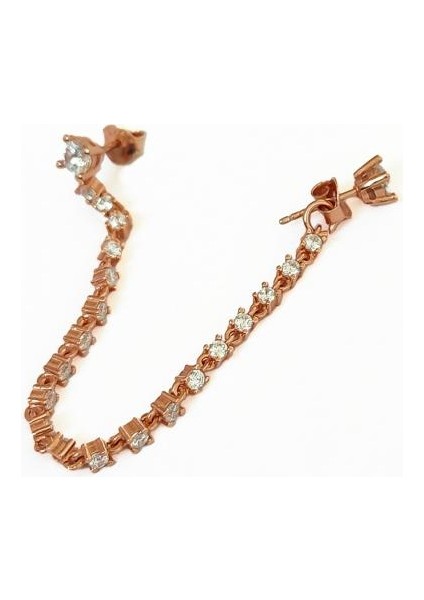 Tek Taşlı Sallantılı Zincirli Gümüş Küpe fiyatları