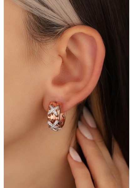 Üç Sıra Çarpı Işareti Gümüş Küpe indirimleri