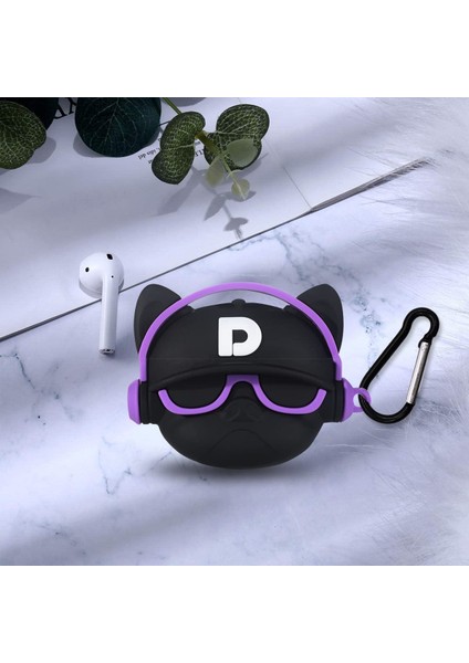 Airpods Pro (2. Nesil) Kılıf Cartoon Figürlü Silikon Hip-Hop Bulldog