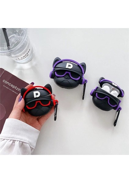 Airpods Pro (2. Nesil) Kılıf Cartoon Figürlü Silikon Hip-Hop Bulldog