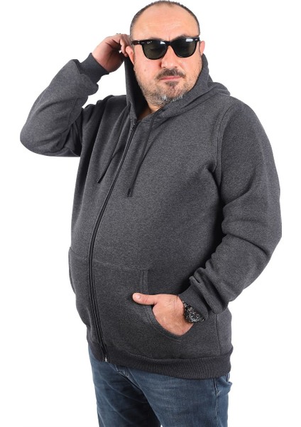 Mocgrande Büyük Beden Unisex Kapüşonlu 3ip Sweat 11701 Antrasıt fiyatları