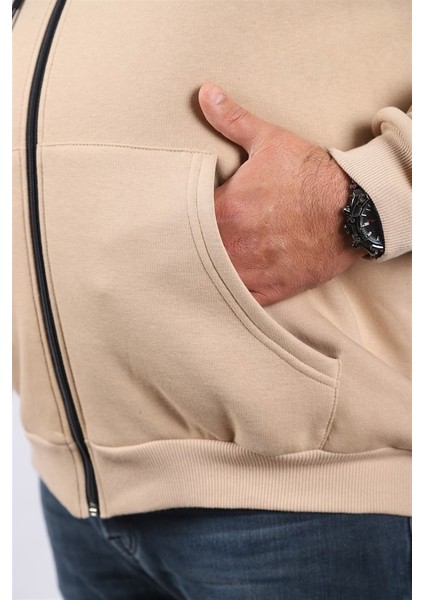 Mocgrande Büyük Beden Unisex Kapüşonlu 3ip Sweat 11701 Bej fırsatları