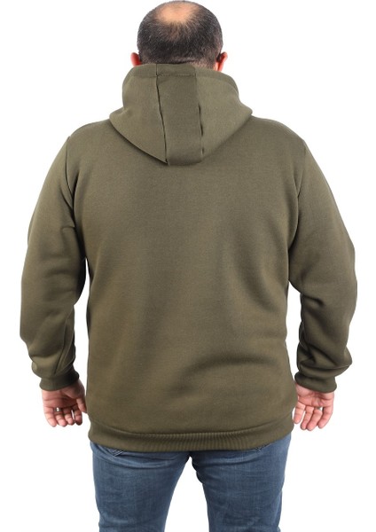 Mocgrande Büyük Beden Unisex Kapüşonlu 3ip Sweat 11701 Hakı modelleri