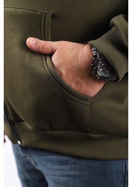 Mocgrande Büyük Beden Unisex Kapüşonlu 3ip Sweat 11701 Hakı fırsatları