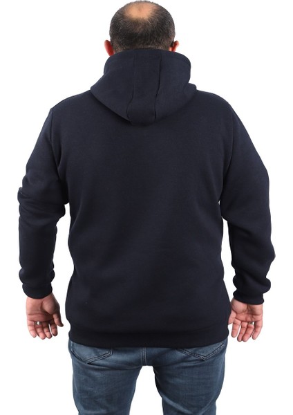Mocgrande Büyük Beden Unisex Kapüşonlu 3ip Sweat 11701 Koyu Lacivert modelleri