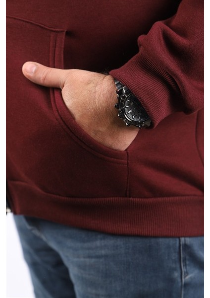 Mocgrande Büyük Beden Unisex Kapüşonlu 3ip Sweat 11701 Murdum fırsatları