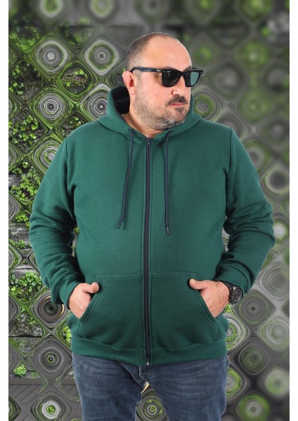 Mocgrande Büyük Beden Unisex Kapüşonlu 3ip Sweat 11701 Neftı