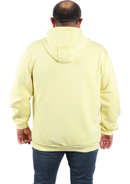 Mocgrande Büyük Beden Unisex Kapüşonlu 3ip Sweat 11701 Sarı