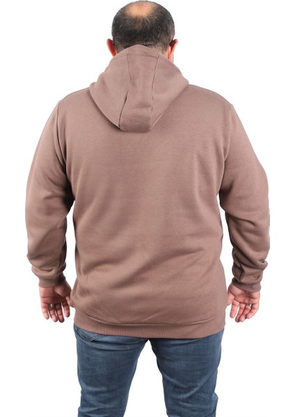 Mocgrande Büyük Beden Unisex Kapüşonlu 3ip Sweat 11701 Taba modelleri