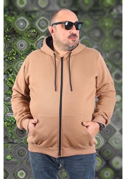 Mocgrande Büyük Beden Unisex Kapüşonlu 3ip Sweat 11701 S.kahve