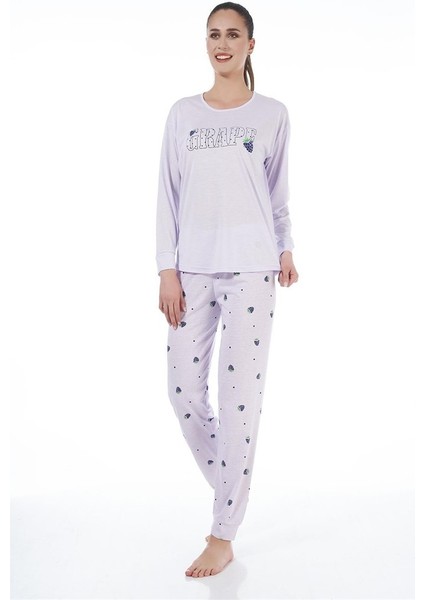 Desenli Uzun Kol Viskon Bayan Pijama Takım modelleri