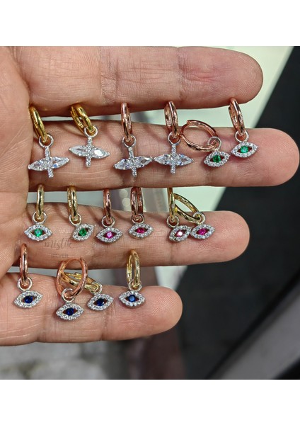 Beyaz Zirkon Taşlı Gümüş Yusufçuk Küpe modelleri